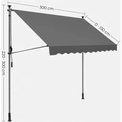 SONGMICS Store Banne Manuel, Store Extérieur Terrasse, Réglable En Hauteur, Avec Manivelle, Protection Solaire, Pour Balcon, Terrasse, Jardin, 300 X 130 Cm, Gris Anthracite GSA313G02 - Gris Anthracite 11 SONGMICS Store Banne Manuel, Store Extérieur Terrasse, Réglable En Hauteur, Avec Manivelle, Protection Solaire, Pour Balcon, Terrasse, Jardin, 300 X 130 Cm, Gris Anthracite GSA313G02 - Gris Anthracite -Pergola Soldes 53524110 5