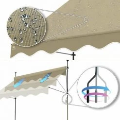 VOUNOT Auvent Retractable Manuel Sans Percage 250cm Beige -Pergola Soldes 53565123 5