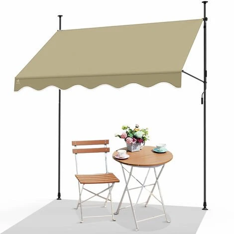 VOUNOT Auvent Retractable Manuel Sans Percage 200cm Beige 3 VOUNOT Auvent Retractable Manuel Sans Percage 200cm Beige
