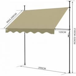 VOUNOT Auvent Retractable Manuel Sans Percage 200cm Beige 9 VOUNOT Auvent Retractable Manuel Sans Percage 200cm Beige -Pergola Soldes 53565125 3