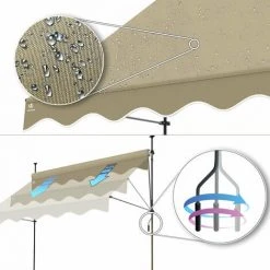 VOUNOT Auvent Retractable Manuel Sans Percage 200cm Beige 11 VOUNOT Auvent Retractable Manuel Sans Percage 200cm Beige -Pergola Soldes 53565125 5