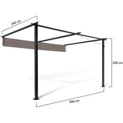 IDMARKET Pergola Adossée ALIA 3x4 M Toit Rétractable Taupe -Pergola Soldes 53578470 4