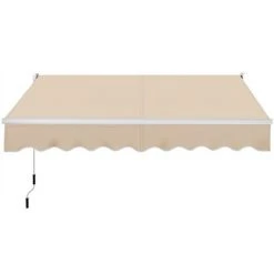 Yaheetech Auvent Fixer Au Mur Rétractable Réglable En Inclinaison 5°-35°, Store Banne Manuel Avec Manivelle, Résistant Aux UV Et à L'eau Pour Balcon, Terrasse, Fenêtre 250 X 200 Cm Beige