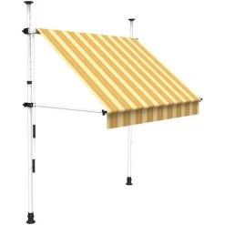 SUNNY INCH ® Store à Projection Autoportant Sans Perçage - 200 X 150 Cm - Terrasse Ou Balcon - Jaune Rayé - Jaune Rayé