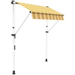 SUNNY INCH ® Store à Projection Autoportant Sans Perçage - 200 X 150 Cm - Terrasse Ou Balcon - Jaune Rayé - Jaune Rayé -Pergola Soldes 53620911 3