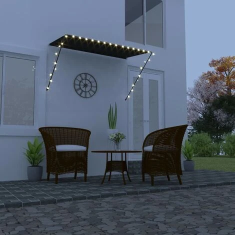 LITZEE Auvent Rétractable Avec LED 250x150 Cm Anthracite # 3 LITZEE Auvent Rétractable Avec LED 250x150 Cm Anthracite #