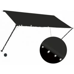 LITZEE Auvent Rétractable Avec LED 250x150 Cm Anthracite # 9 LITZEE Auvent Rétractable Avec LED 250x150 Cm Anthracite # -Pergola Soldes 53658782 3