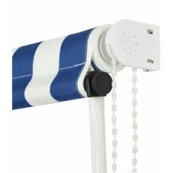 LITZEE Auvent Rétractable 350x150 Cm Bleu Et Blanc # -Pergola Soldes 53659052 5