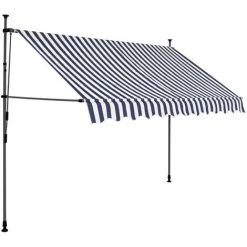 LITZEE Auvent Manuel Rétractable Avec LED 250 Cm Bleu Et Blanc # 9 LITZEE Auvent Manuel Rétractable Avec LED 250 Cm Bleu Et Blanc # -Pergola Soldes 53659102 3