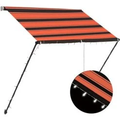 LITZEE Auvent Rétractable Avec LED 150x150 Cm Orange Et Marron # 9 LITZEE Auvent Rétractable Avec LED 150x150 Cm Orange Et Marron # -Pergola Soldes 53659107 3