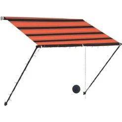 LITZEE Auvent Rétractable Avec LED 200x150 Cm Orange Et Marron # -Pergola Soldes 53659108 2