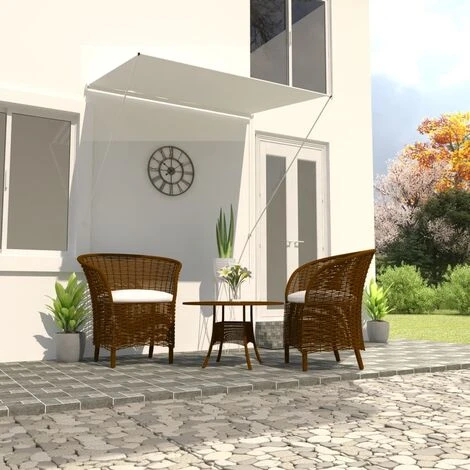 LITZEE Auvent Rétractable 150x150 Cm Crème # 3 LITZEE Auvent Rétractable 150x150 Cm Crème #