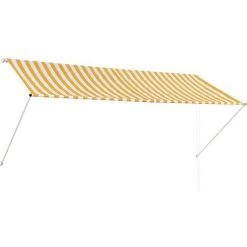 LITZEE Auvent Rétractable 300x150 Cm Jaune Et Blanc # -Pergola Soldes 53659144 3