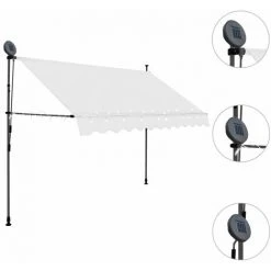 LITZEE Auvent Manuel Rétractable Avec LED 250 Cm Crème # 8 LITZEE Auvent Manuel Rétractable Avec LED 250 Cm Crème # -Pergola Soldes 53659189 2