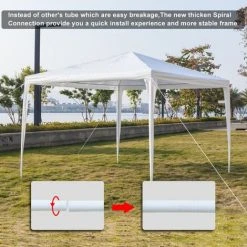 GROSMONDE Tente étanche 3 X 3 M Trois Parois Avec Tubes En Spirale , Blanc -Pergola Soldes 53734115 3