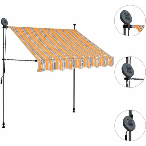 LANGRAY Auvent Manuel Rétractable Avec LED 200 Cm Jaune Et Bleu Maison & Jardin 5 LANGRAY Auvent Manuel Rétractable Avec LED 200 Cm Jaune Et Bleu Maison & Jardin – Image 3