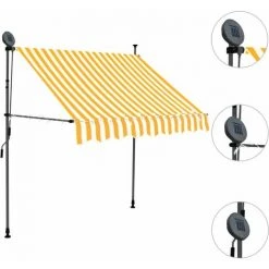 LANGRAY Auvent Manuel Rétractable Avec LED 200 Cm Blanc Et Orange Maison & Jardin 9 LANGRAY Auvent Manuel Rétractable Avec LED 200 Cm Blanc Et Orange Maison & Jardin -Pergola Soldes 53828739 3