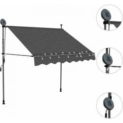 LANGRAY Auvent Manuel Rétractable Avec LED 150 Cm Anthracite Maison & Jardin 9 LANGRAY Auvent Manuel Rétractable Avec LED 150 Cm Anthracite Maison & Jardin -Pergola Soldes 53828742 3