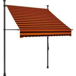 LANGRAY Auvent Manuel Rétractable Avec LED 150 Cm Orange Et Marron Maison & Jardin -Pergola Soldes 53828756 5