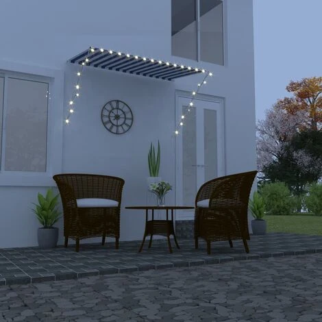 LANGRAY Auvent Rétractable Avec LED 250x150 Cm Bleu Et Blanc Maison & Jardin 3 LANGRAY Auvent Rétractable Avec LED 250x150 Cm Bleu Et Blanc Maison & Jardin
