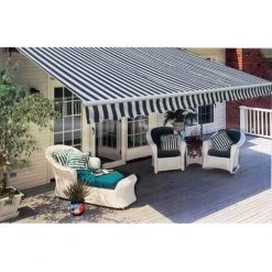 LANGRAY Auvent Pliable Manuel 300 Cm Bleu/blanc Maison & Jardin -Pergola Soldes 53828782 4