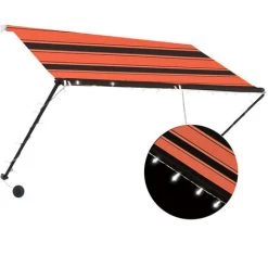 LANGRAY Auvent Rétractable Avec LED 250x150 Cm Orange Et Marron Maison & Jardin -Pergola Soldes 53828784 5
