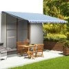 LANGRAY Tissu De Remplacement Pour Auvent Bleu Et Blanc 5x3,5 M Maison & Jardin