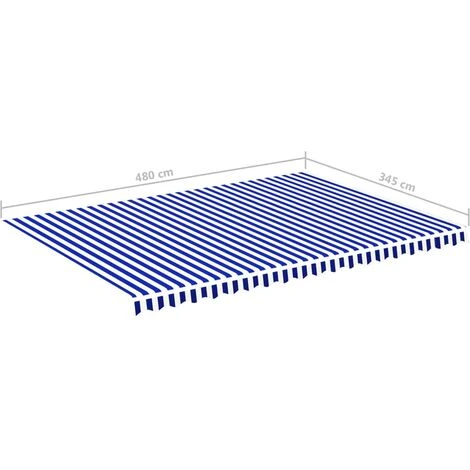 LANGRAY Tissu De Remplacement Pour Auvent Bleu Et Blanc 5x3,5 M Maison & Jardin 6 LANGRAY Tissu De Remplacement Pour Auvent Bleu Et Blanc 5x3,5 M Maison & Jardin – Image 4