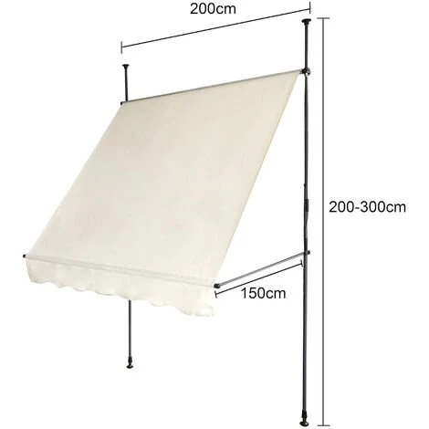 SVITA Marquise à Pince 200x150cm Marquise De Balcon Protection Solaire Marquise Beige Crème 4 SVITA Marquise à Pince 200x150cm Marquise De Balcon Protection Solaire Marquise Beige Crème – Image 2