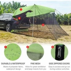 ASUPERMALL Auvent De Voiture, Auvent Lateral De Coffre De Vehicule, Approprie Pour Le Camping Exterieur, La Randonnee Et La Peche, Beige -Pergola Soldes 53855489 4