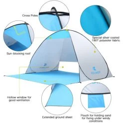 KEUMER 70.9X59X43.3 Pouces Automatique Pop-Up Tente De Plage Anti Uv Abri Soleil Cabana Pour Camping Peche Randonnee Pique-Nique, Type A -Pergola Soldes 53985668 5