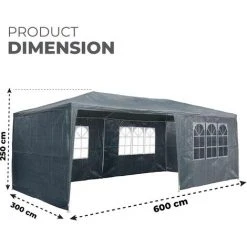 Tente De Réception - 3x6m - 18m² - Avec Panneaux Latéraux - Fenêtres Hydrofuges - Anthracite - MaxxGarden -Pergola Soldes 54009932 2
