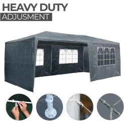 Tente De Réception - 3x6m - 18m² - Avec Panneaux Latéraux - Fenêtres Hydrofuges - Anthracite - MaxxGarden -Pergola Soldes 54009932 3