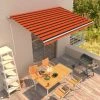 Hommoo Auvent Retractable Automatique 450x300 Cm Orange Et Blanc 1 Hommoo Auvent Retractable Automatique 450x300 Cm Orange Et Blanc -Pergola Soldes 54056898 1