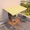 Hommoo Auvent Manuel Retractable 500x350 Cm Jaune Et Blanc 2 Hommoo Auvent Manuel Retractable 500x350 Cm Jaune Et Blanc -Pergola Soldes 54057281 1