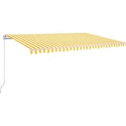 Hommoo Auvent Manuel Retractable 500x350 Cm Jaune Et Blanc -Pergola Soldes 54057281 2