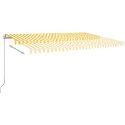Hommoo Auvent Manuel Retractable 500x350 Cm Jaune Et Blanc -Pergola Soldes 54057281 3