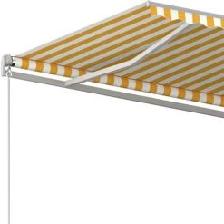 Hommoo Auvent Manuel Retractable 500x350 Cm Jaune Et Blanc -Pergola Soldes 54057281 5