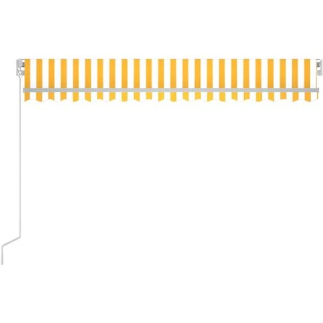 Hommoo Auvent Manuel Retractable Avec LED 400x350 Cm Jaune Et Blanc 6 Hommoo Auvent Manuel Retractable Avec LED 400x350 Cm Jaune Et Blanc – Image 4