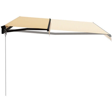 Hommoo Auvent Manuel Retractable Avec LED 400x300 Cm Jaune Et Blanc 6 Hommoo Auvent Manuel Retractable Avec LED 400x300 Cm Jaune Et Blanc – Image 4
