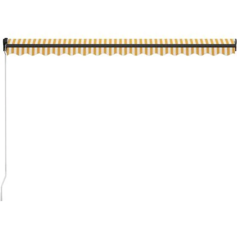 Hommoo Auvent Manuel Retractable Avec LED 400x300 Cm Jaune Et Blanc 7 Hommoo Auvent Manuel Retractable Avec LED 400x300 Cm Jaune Et Blanc – Image 5