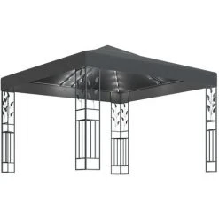 Hommoo Tonnelle Avec Guirlande Lumineuse A LED 3x3 M Anthracite