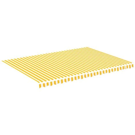 Hommoo Tissu De Remplacement Pour Auvent Jaune Et Blanc 5x3,5 M 4 Hommoo Tissu De Remplacement Pour Auvent Jaune Et Blanc 5x3,5 M – Image 2