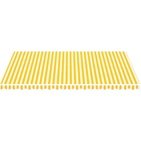 Hommoo Tissu De Remplacement Pour Auvent Jaune Et Blanc 5x3,5 M 5 Hommoo Tissu De Remplacement Pour Auvent Jaune Et Blanc 5x3,5 M – Image 3