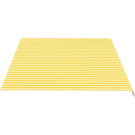 Hommoo Tissu De Remplacement Pour Auvent Jaune Et Blanc 5x3,5 M 6 Hommoo Tissu De Remplacement Pour Auvent Jaune Et Blanc 5x3,5 M – Image 4