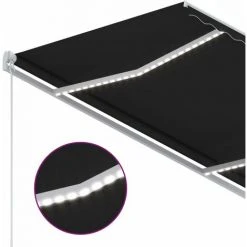 Hommoo Auvent Manuel Retractable Avec LED 300x250 Cm Anthracite -Pergola Soldes 54060297 5