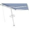 Hommoo Auvent Manuel Retractable Sur Pied 300x250 Cm Bleu/Blanc -Pergola Soldes 54060309 1