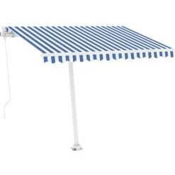 Hommoo Auvent Manuel Retractable Sur Pied 300x250 Cm Bleu/Blanc -Pergola Soldes 54060309 3