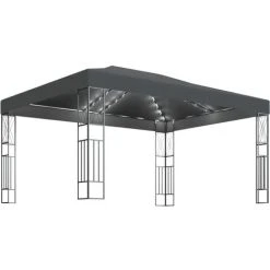 Hommoo Tonnelle Avec Guirlande Lumineuse A LED 3x4 M Anthracite Tissu