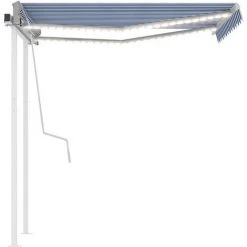 Hommoo Auvent Manuel Retractable Avec LED 3x2,5 M Bleu Et Blanc 8 Hommoo Auvent Manuel Retractable Avec LED 3x2,5 M Bleu Et Blanc -Pergola Soldes 54061865 2